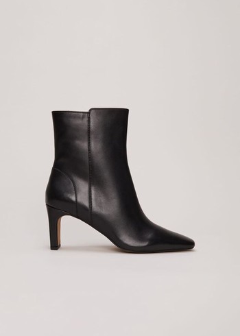 Phase Eight Black Leather Boots Black Canada | NVWEFG-054